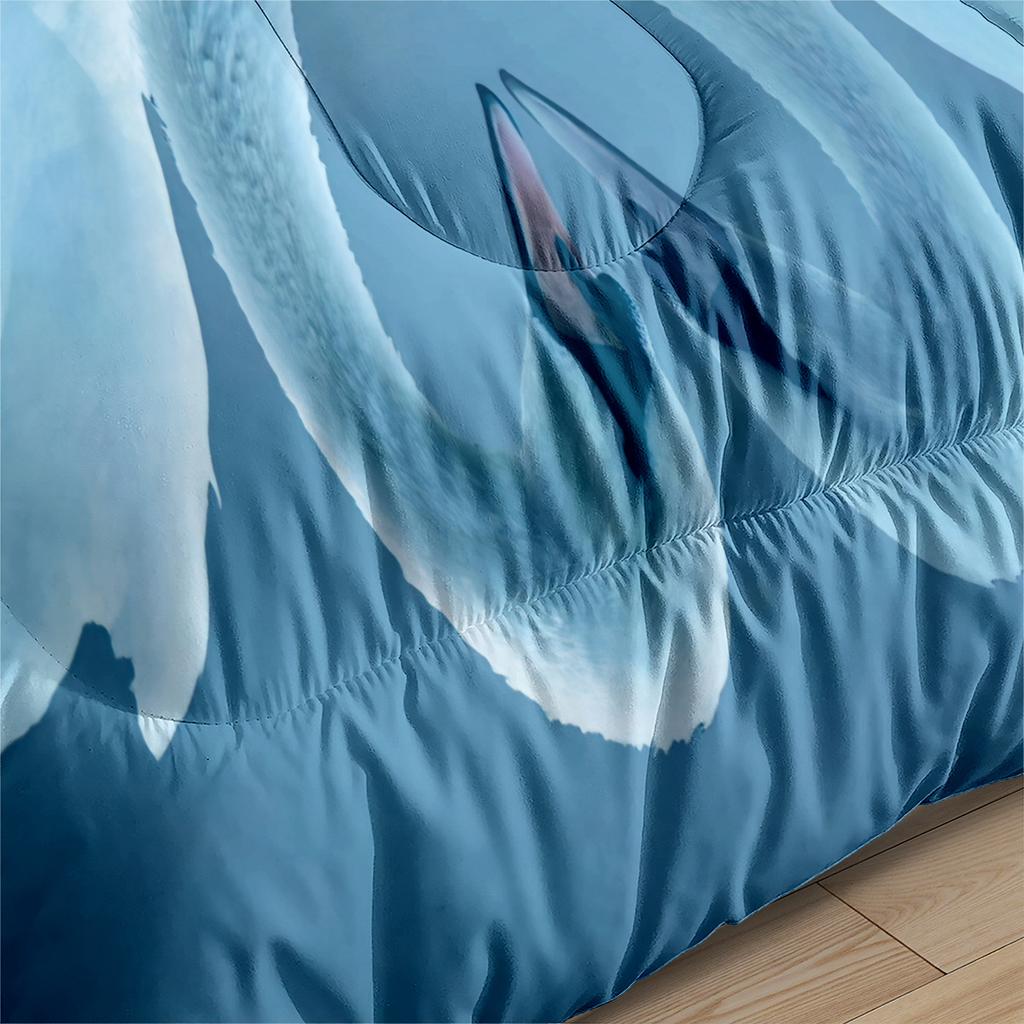 Loving Swan Couple Style Digital Print Bedding Set - 3 Piece