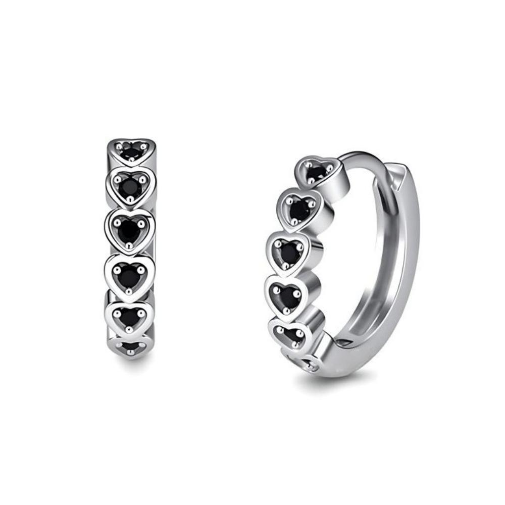 Black Awn Kolczyki koła z czarnego kamienia w kształcie serca dla kobiet