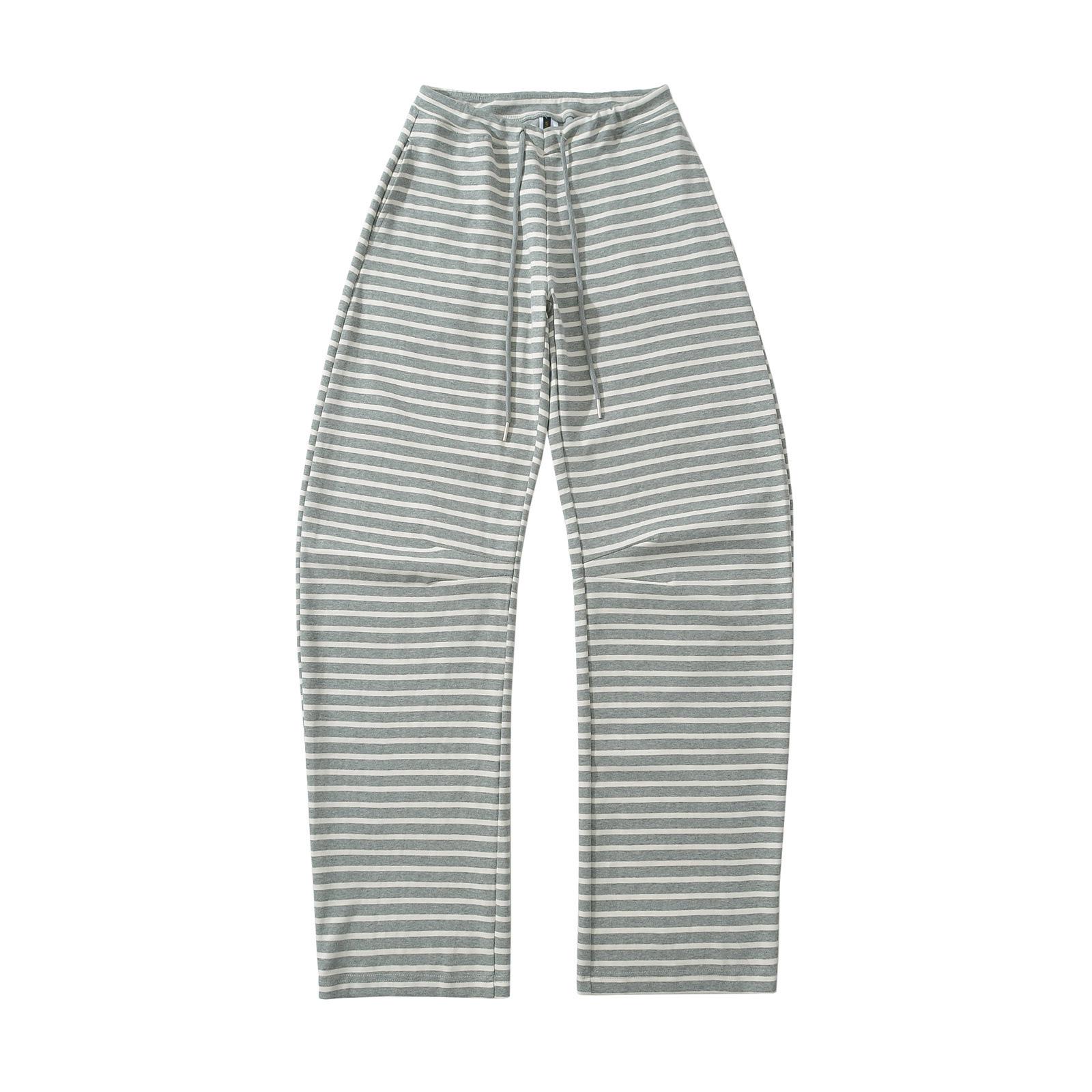 American Retro Stripe Low-Rise Scissor Leg Pants - Sporty Casual Wide-Leg Slimming Fit Medium