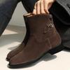 Shoes for Women 2024 Autumn New Fashion Women's Boots Hot Selling Round Toe Solid Low Heel Buckle Casual Short Boots Female