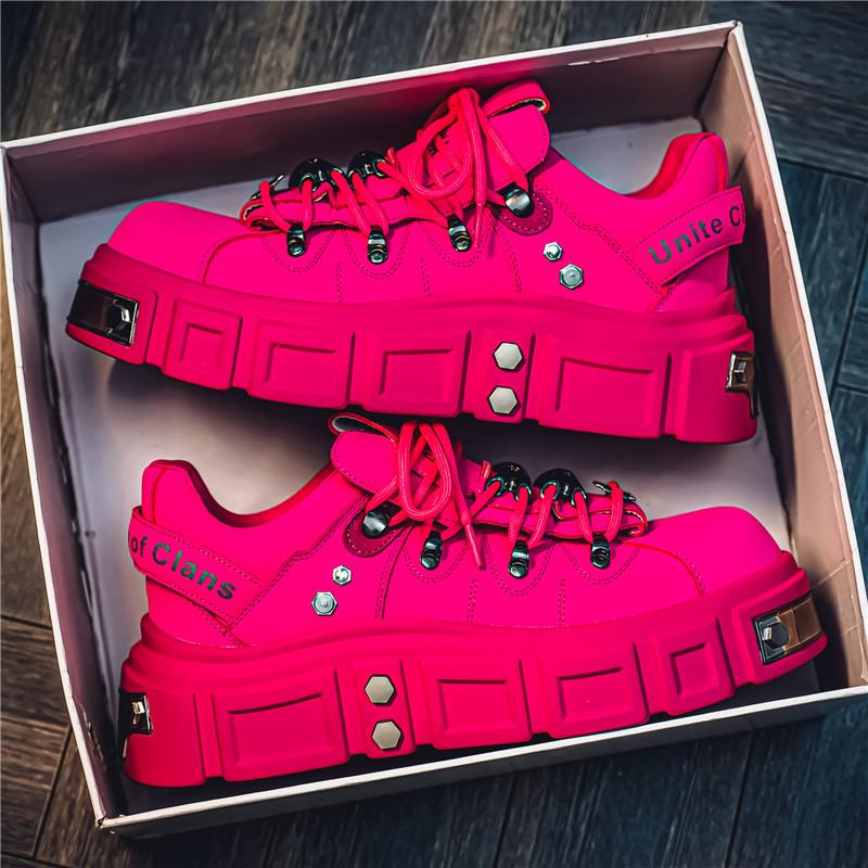 Men's Metal Trend Platform Rivet Punk Skateboard Shoes Outdoor Non Slip Casual Lace Up Sports Shoes