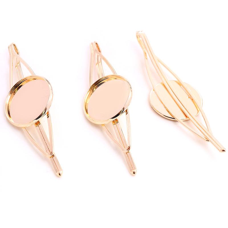 20mm 5pcs High Quality Bronze and Silver Plated 7 Colors Copper Material Hairpin Hair Clips Hairpin Base Setting Cabochon Cameo