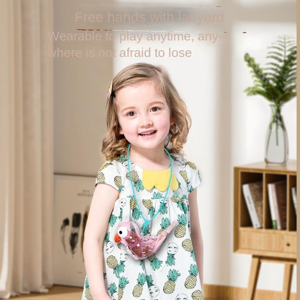 Cartoon Water Bird Whistle Transparent with Lanyard Whistling Birds Toy Educational Musical Instrument Plastic Whistle