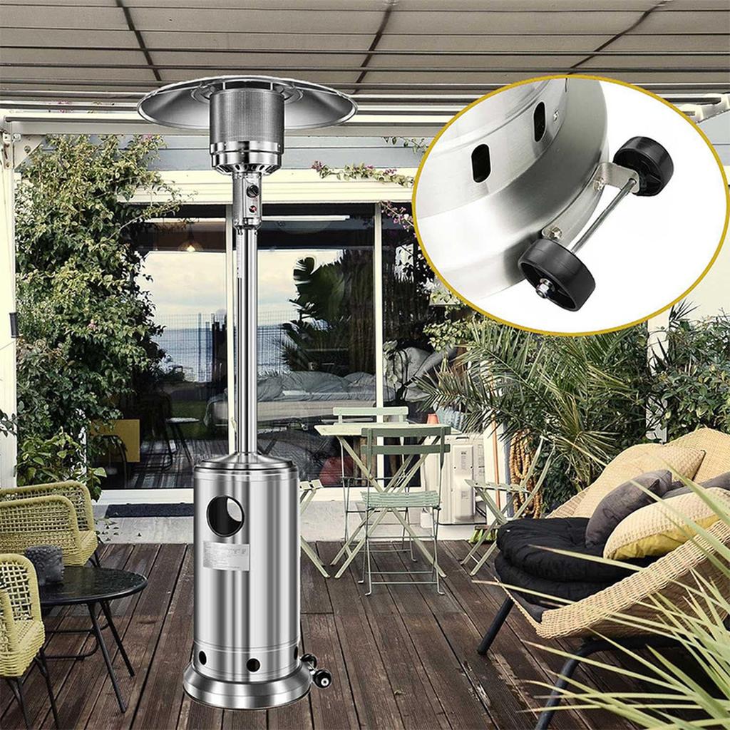 Patio Heater Replacement Wheels for Most Outdoor Round Stand Up Propane Heater Stainless Steel Bracket & Black Wheels