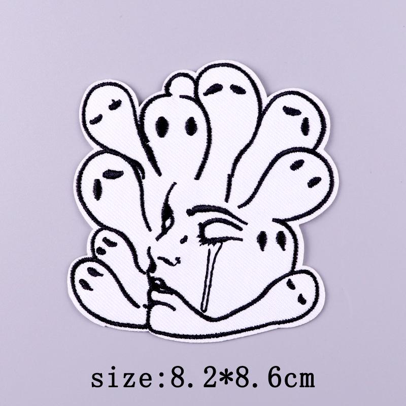 Punk Skull Patch Iron On Patches For Clothing Thermoadhesive Patches On Clothes Hippie Embroidered Patch For Clothes Hook Loop