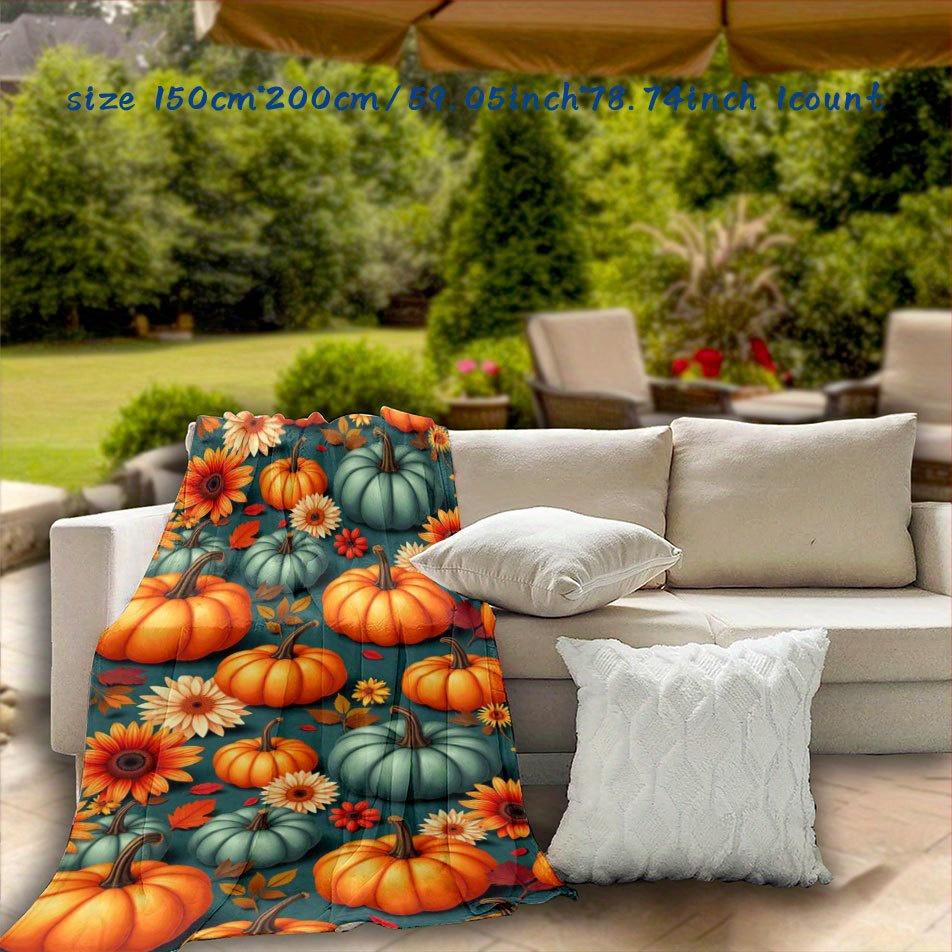 Harvest Pumpkin Spice Blanket Reversible Flannel Throw for Autumn Comfort AllSeason Cozy Thanksgiving Gift
