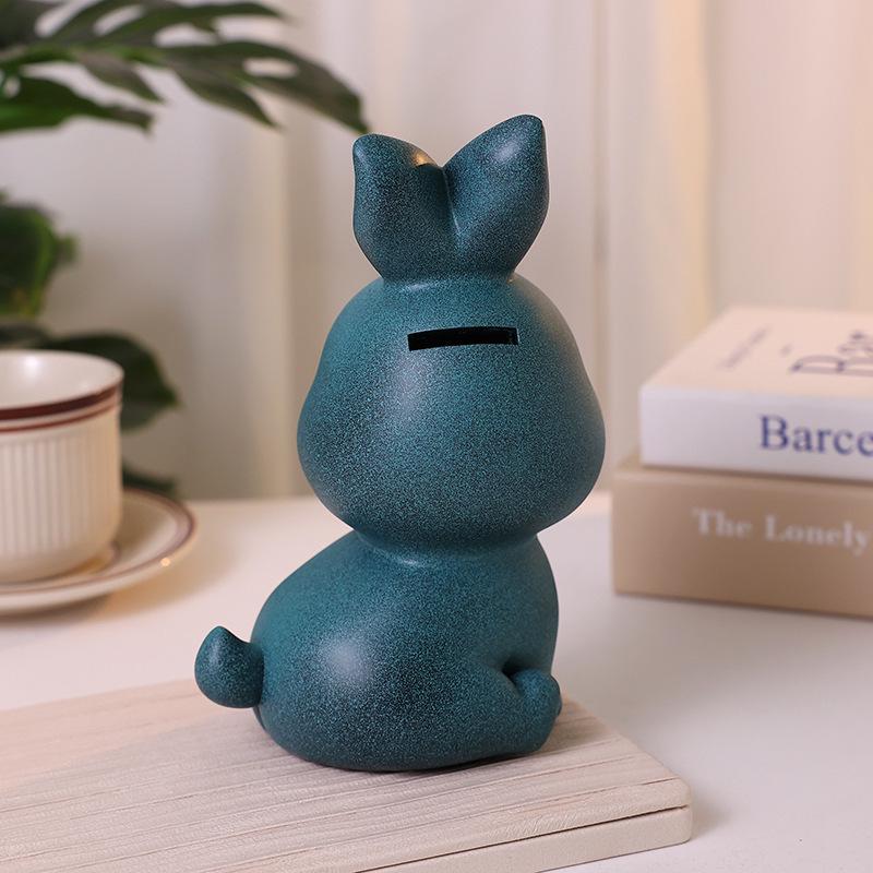 Cute Zodiac Rabbit Piggy Bank Resin Home Decor & Gift