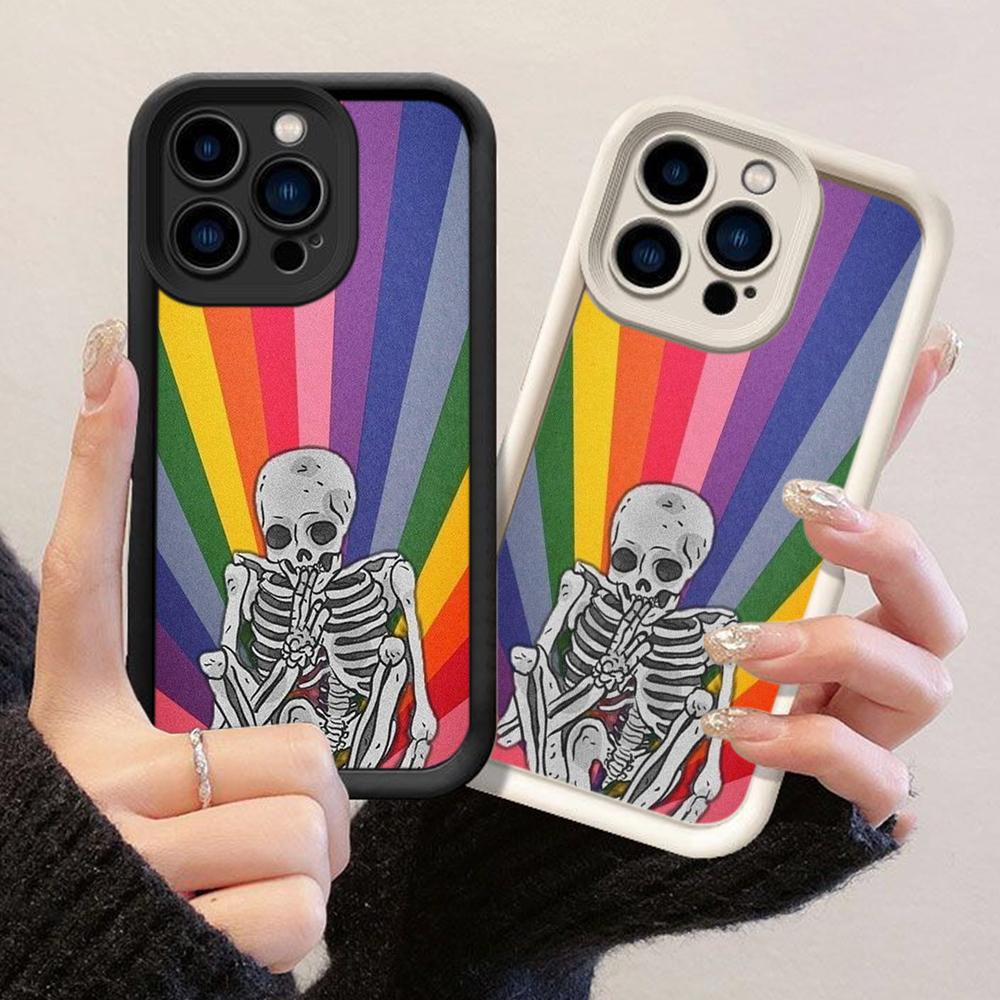 JT441 Raibow Skulls for iPhone 17 16 15 14 13 Pro Max Samsung S26 S25 Ultra A17 A07 A56 A16 A14 A13 Xiaomi 15T Redmi 15c Note 14 13 12 11 Soft Case