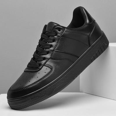 Men's Small Leather Shoes Trendy Versatile Shoes Casual Round Head Versatile Board Shoes Business Style Light Luxury Black Shoes