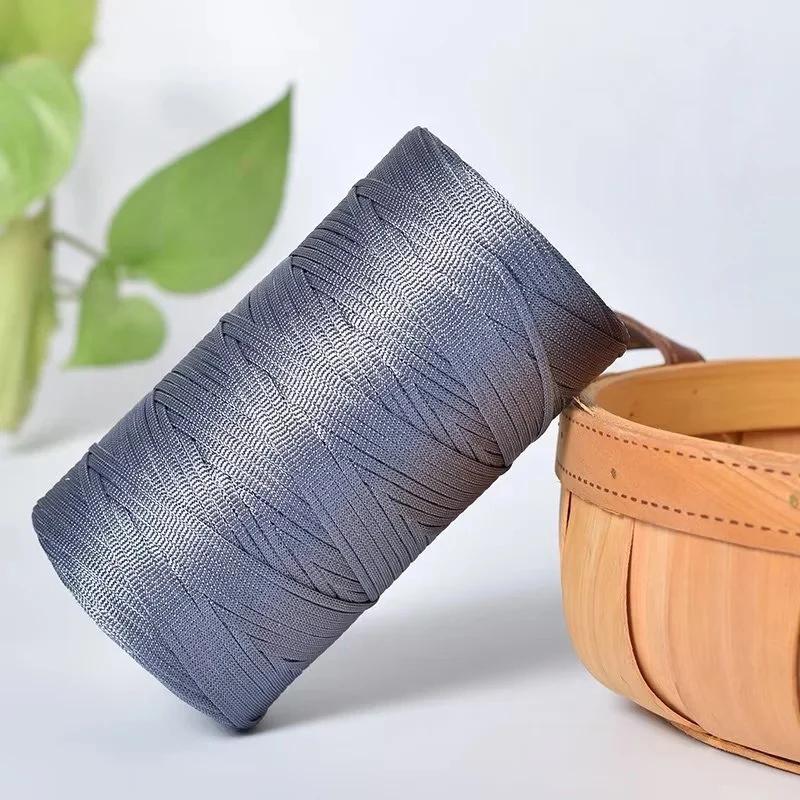 250g/Roll 2.5mm Ice Silk Thread Summer Crochet Yarn for DIY Knitting Bag Shoes Flat Hollow Yarn Hand-knitted Thread Supplies