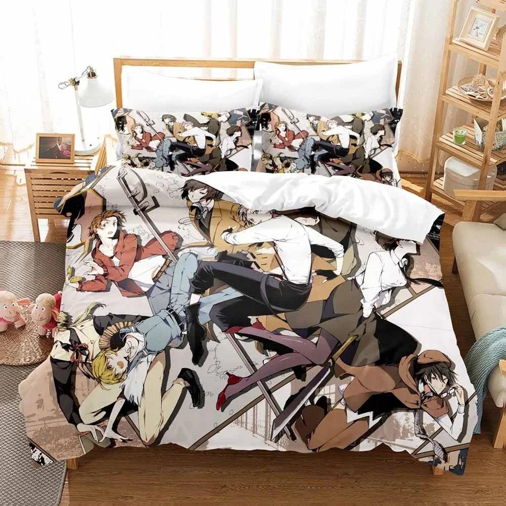 Anime Bungo Stray Dogs Bedding Set Boys Girls Twin Queen Size Duvet Cover Pillowcase Bed Kids Adult Fashion Home Textile