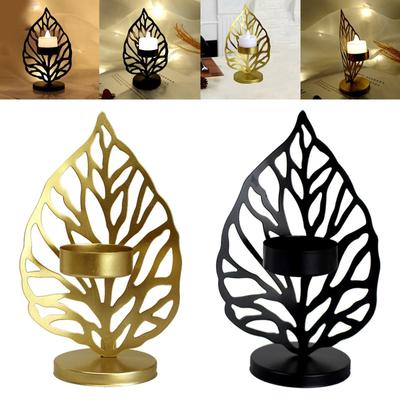 3PCS Gold Leaf Candle Holder Iron Candle Holders Gold Candle Stand Tealight Home Candle Holder Table Centerpieces for Christmas Wedding Party