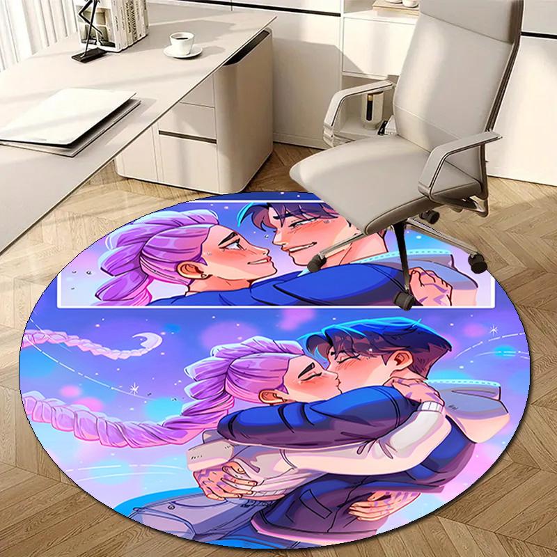 1pc KPop Demon Hunters20 Design Printed Area Round Carpet for Bedroom Living Room Home Decor Rugs Mat Non Slip Mat Rug for Bedside