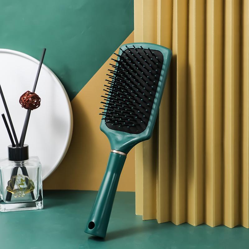 Dark Green Elastic Paint Airbag Massage Comb with Negative Ions for Smooth and Curly Hair