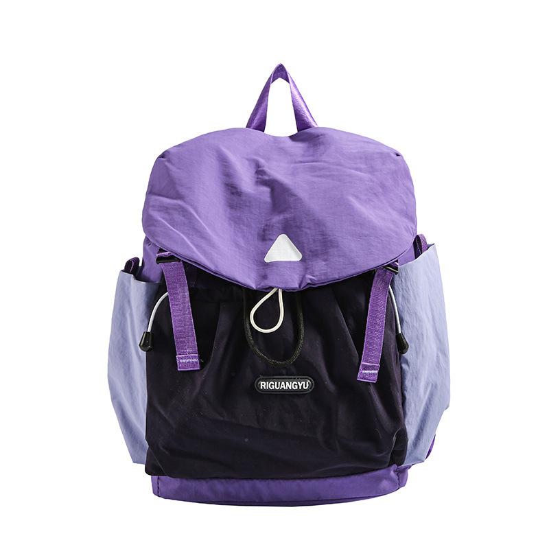 Summer Lightweight Backpack Female Purple Cute Contrasting Color College Student Outdoor Travel Lightweight Travel Bag Mountaineering Bag