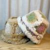 Colorful Rabbit Fur Fisherman Hat for Women In Autumn and Winter Hand Knitted Woolen Hat Warm Furry Hat Showing Face Small Plush Hat