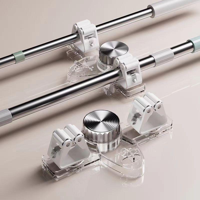 Suction Cup Wall-Mounted Mop Clip Hook - No-Drill Home Storage Rack for Bathroom прозрачный