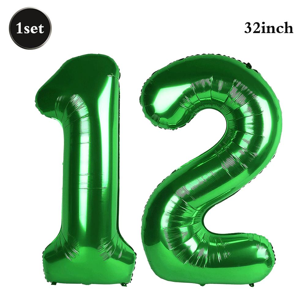 32 Inch Green Number Foil Balloons 0-9 Jungle Safari Theme Soccer Party Decor Kid Boy 1st Birthday Dinosaur Baby Shower Supplies