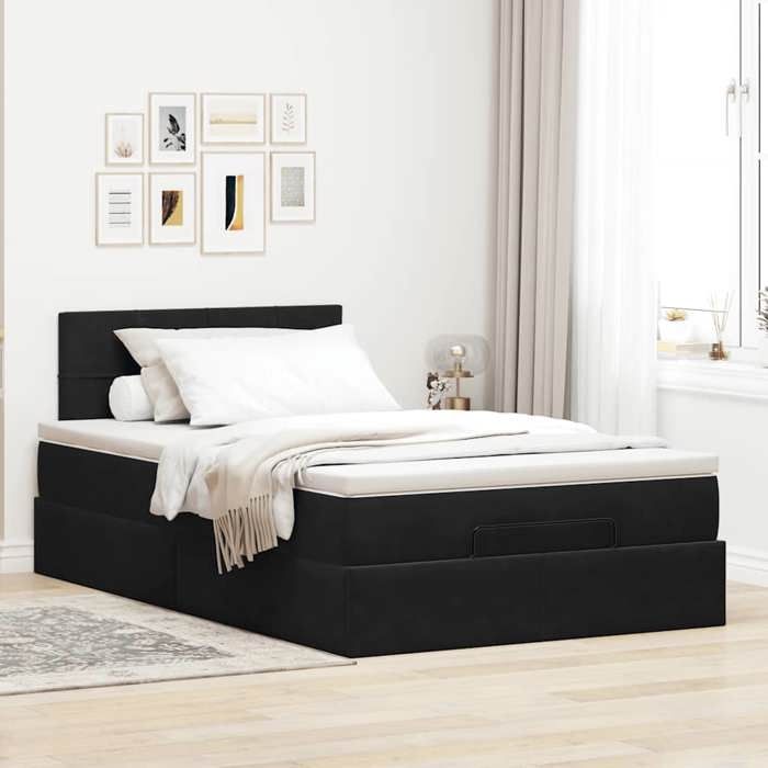 VidaXL Cadre de lit ottoman avec matelas noir 120x190 cm velours, cadre de lit, cadre de lit rembourré, cadre de lit ottoman 3311761