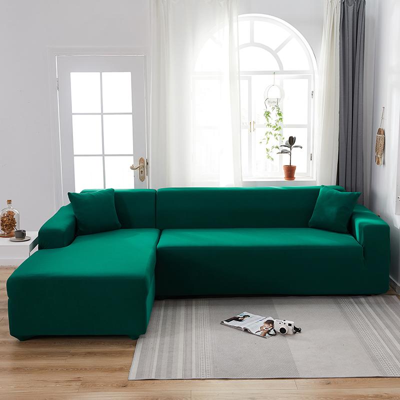 Solid Color Stretch Sofa Cover for Living Room Elastic Slipcovers  Couch Cover L Shape Armchair Cover Single/Two/Three/Four Seat