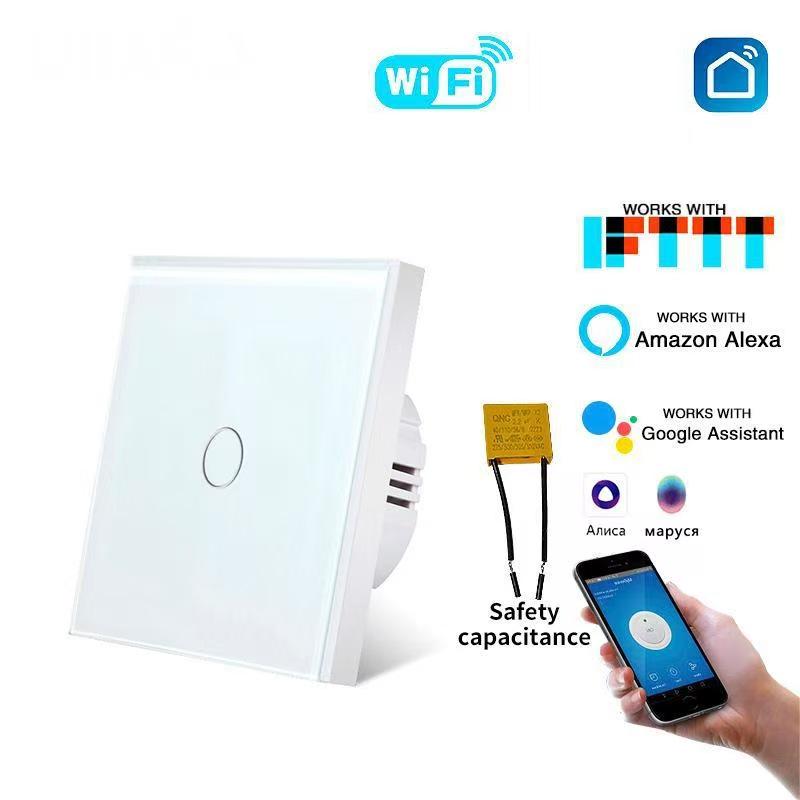 Russian Graffiti WiFi Smart Switch, Single Fire, App-Controlled, Voice-Activated, Glass Panel