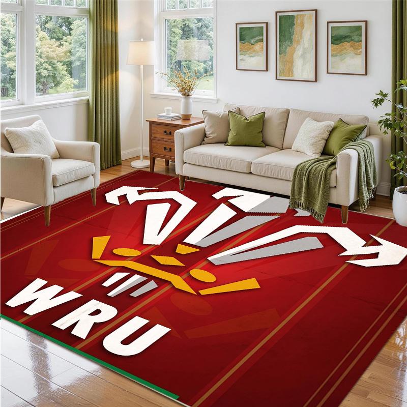 Wales Rugby Design Crystal Velvet Rug Soft Decorative Mat for Bedroom Entrance