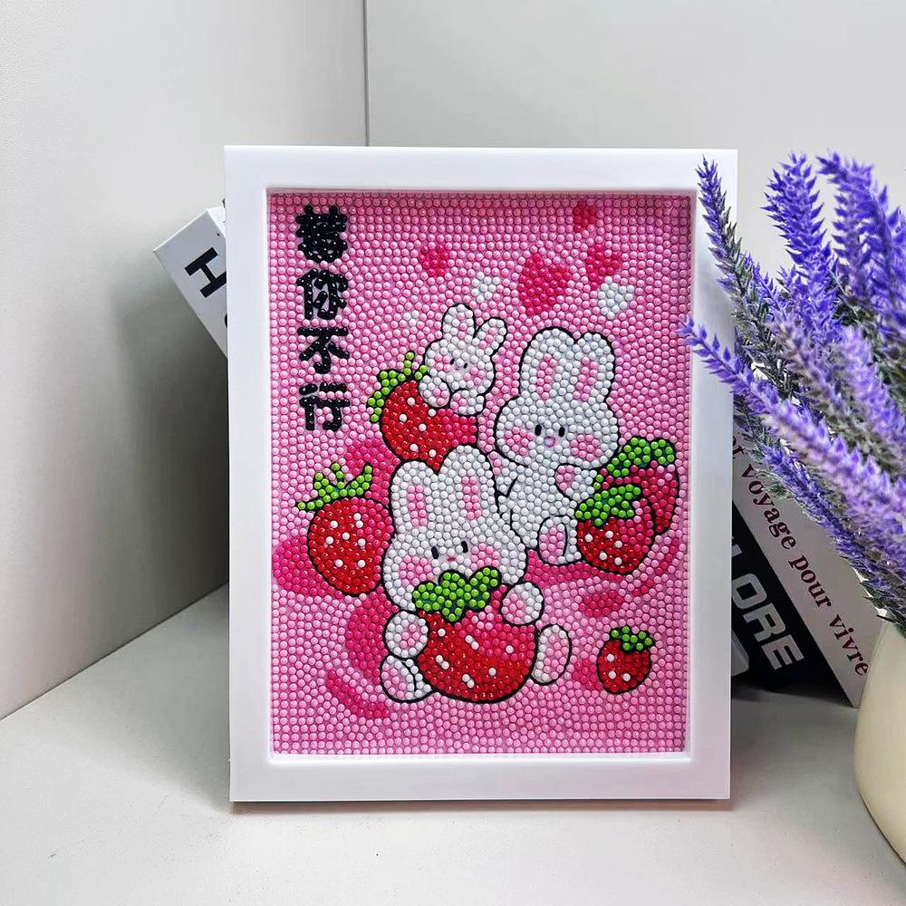 Cartoon Diamond Painting Children's Handmade Diy Diamond Stickers Bedroom Living Room Decorative Painting Masonry Painting with Photo Frame.