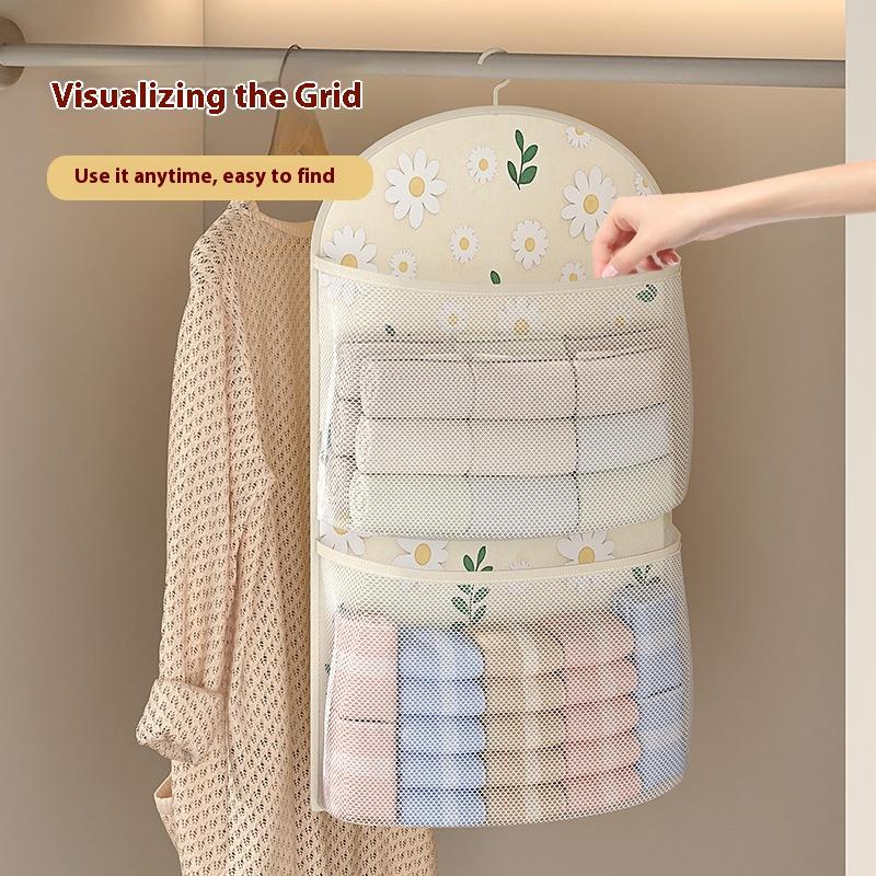 2/3Layer Large Capacity Storage Mesh Bag Underwear Socks Storage Bag Breathable Wardrobe Organizer With Clothes Hanger