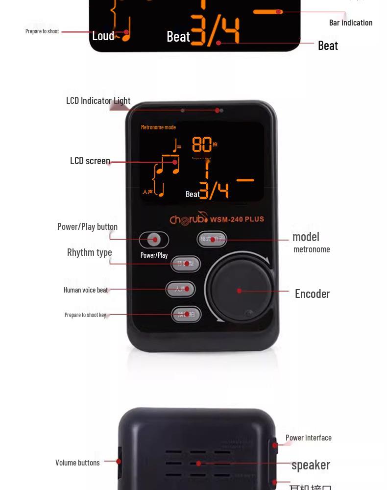 Little Angel WSM240 Universal Electronic Metronome for Piano, Saxophone, Violin, and Guitar Grade Exams.