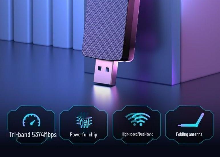 WiFi 6 Dual-Band 1800M USB Gigabit Wireless Network Card for Computer/Laptop