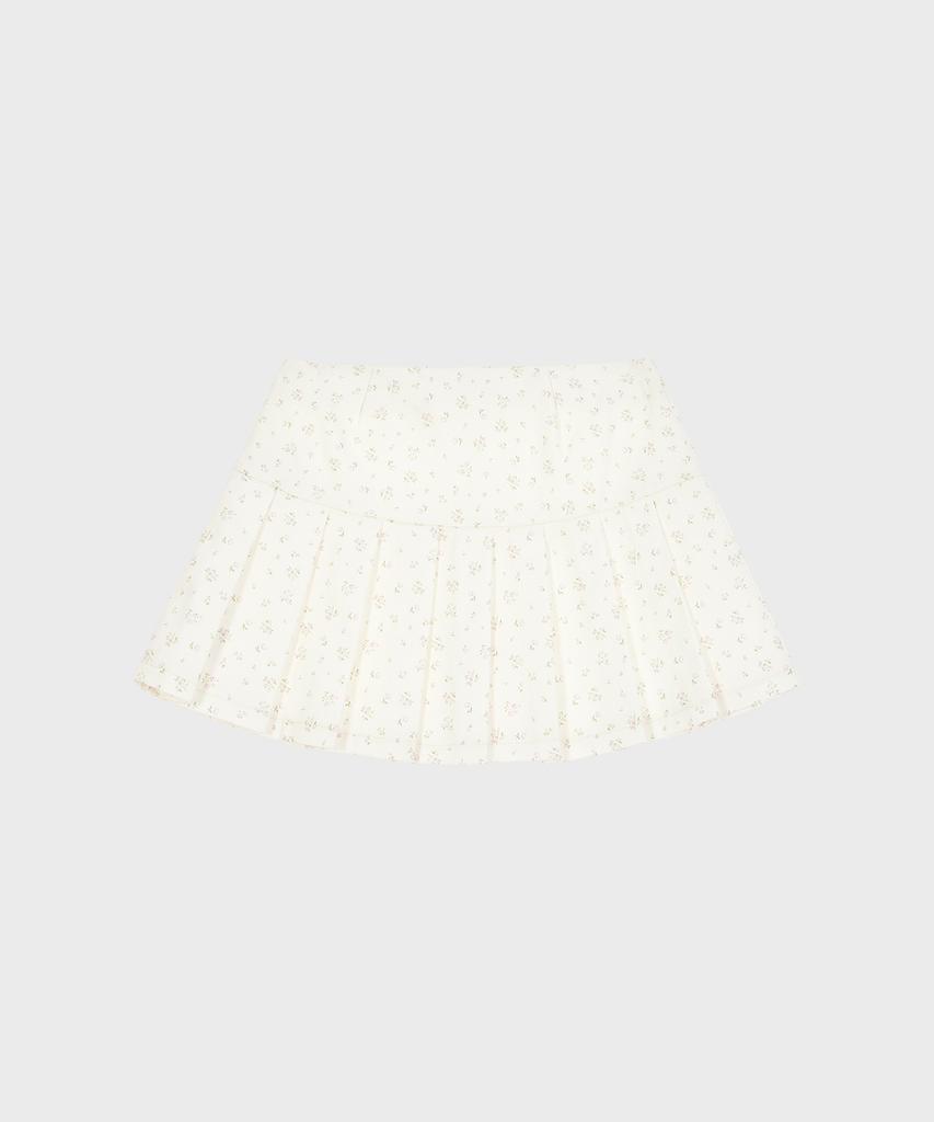Alkialka Floral Pleats Mini Skirt (Ivory)
