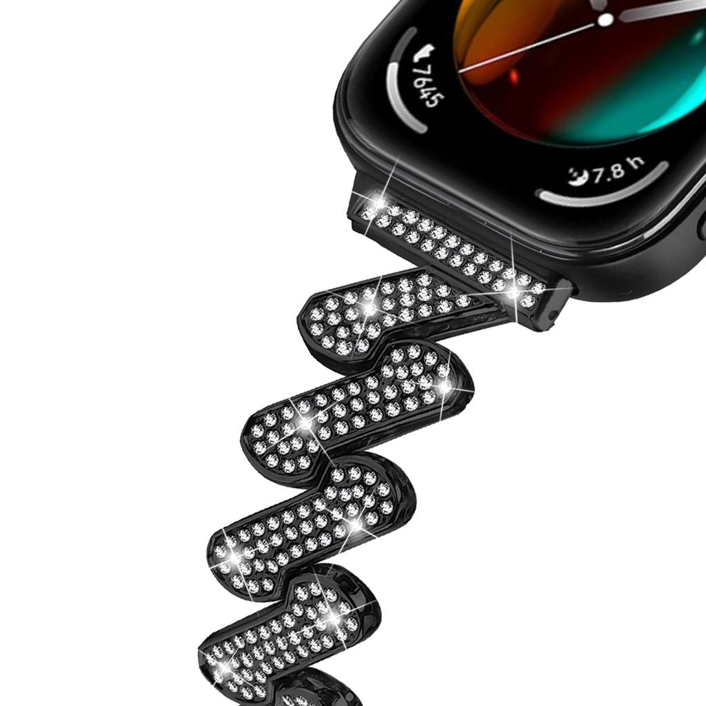 For Huawei Watch Fit 3 Watch Band Rhinestone Decor 7-Shape Metal Wrist Strap