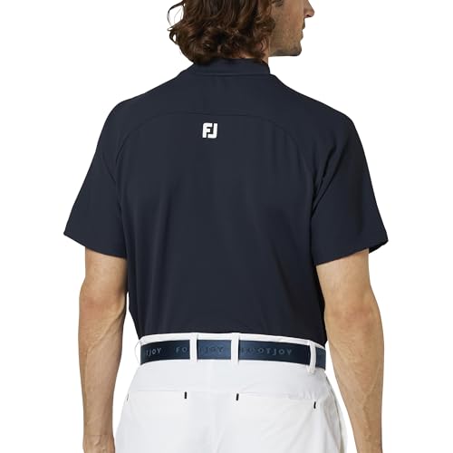 FootJoy Men's Short Sleeve Mock Neck Golf Shirt, Dark Navy, Size L, FJ-F25-S01 (38581-L)