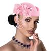 European American Retro British Felt Turban Hat Women's Church Derby Rhinestone Tassel Beret Hat