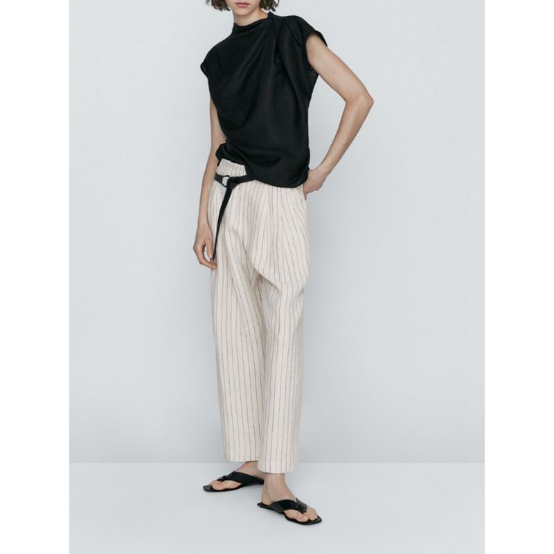 Za2024 Summer New Product Women's Clothes Shoulder Draped Design Flounced Sleeve Elegant Tops Shirt 05122530 800