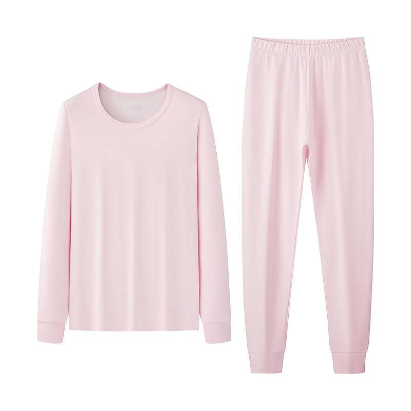 

Комплект женского бесшовного базового слоя из чистого хлопкового фланеля: Дышащее, Теплое Нижнее Белье для Осени и Зимы L (101-120 lbs) розовый