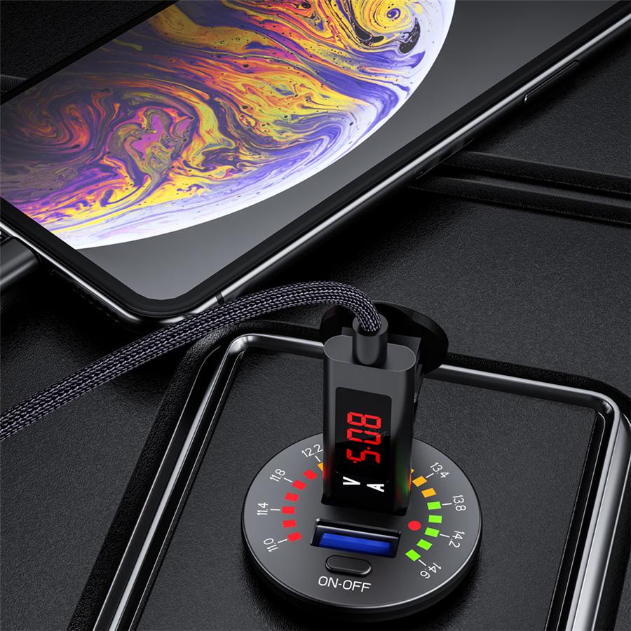 4.8A 12V Car Boat Dual USB Fast Charger Adapter Power Outlet Socket w/ Voltmeter