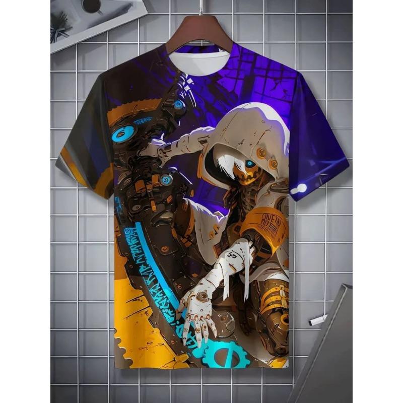 Camiseta de Moda para Hombre con Estampado 3D Cuello Redondo Manga Corta Estilo Urbano de Moda