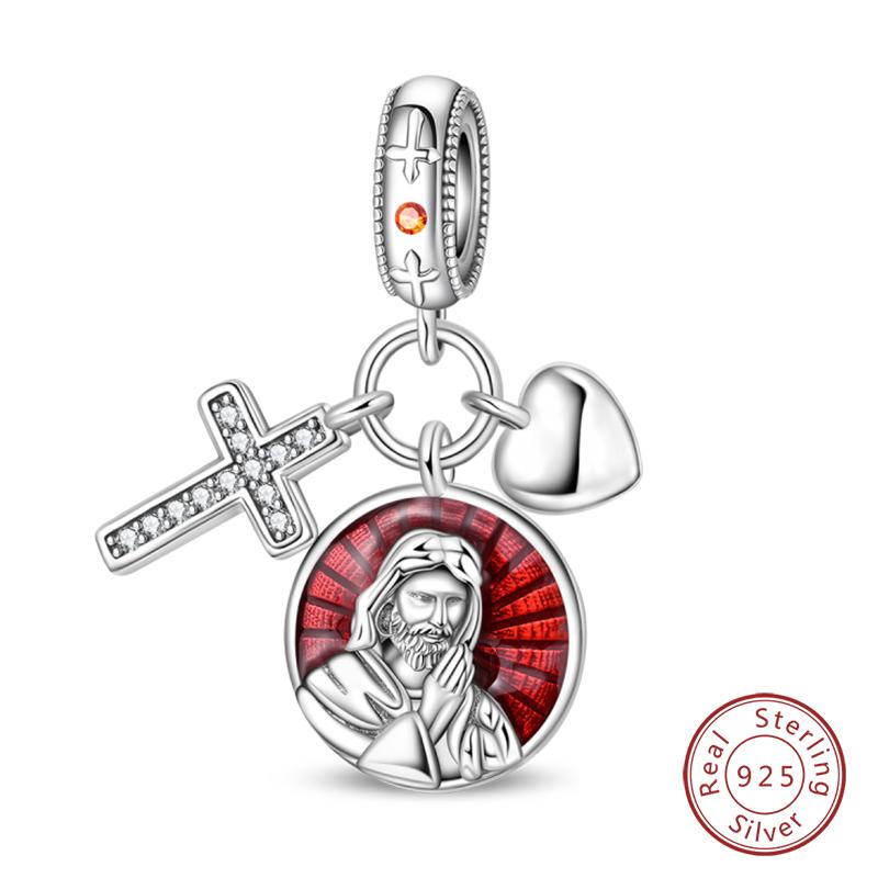 Original Copper Charm Beads Classic Cross Bible Guardian Angel Charms Pendants For Bracelet Diy Birthday Jewelry