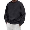 Men's Solid Color Washed Long Sleeve Round Neck Sweatshirt Men's Casual Fashion Sweatshirt