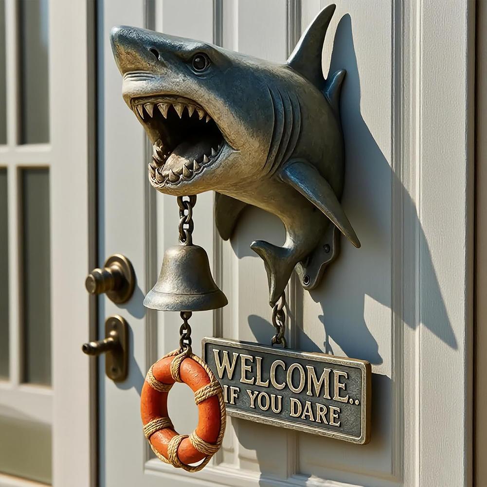 Shark Attack Wall Bell Funny Shark Shape DoorBells Shark Attack Wall Welcome Doorbell for Home Patio Garden Porch Yard