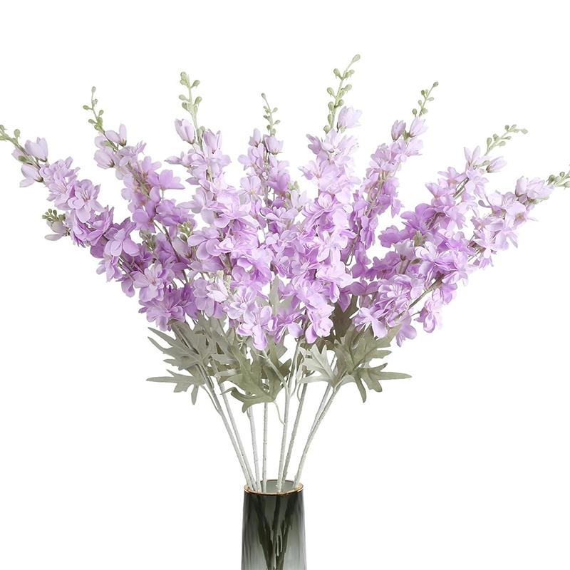 2Pcs Delphinium Artificial Flower 85cm Long Larkspur Stem Silk Flower Bouquet for Home Room Garden Outdoor Wedding Decoration