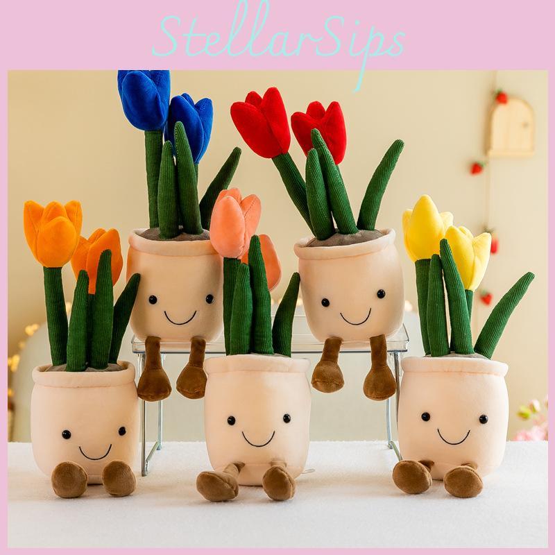 Plüsch-Tulpenblume als Topfpflanze, Deko-Figur, Geschenkidee fürs Schlafzimmer