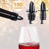 100 Packs Liquor Bottle Pourers Flow Pourers Plastic Spouts Black Bottle Pourers for Bars Clubs Pubs Restaurants Coffee Shops