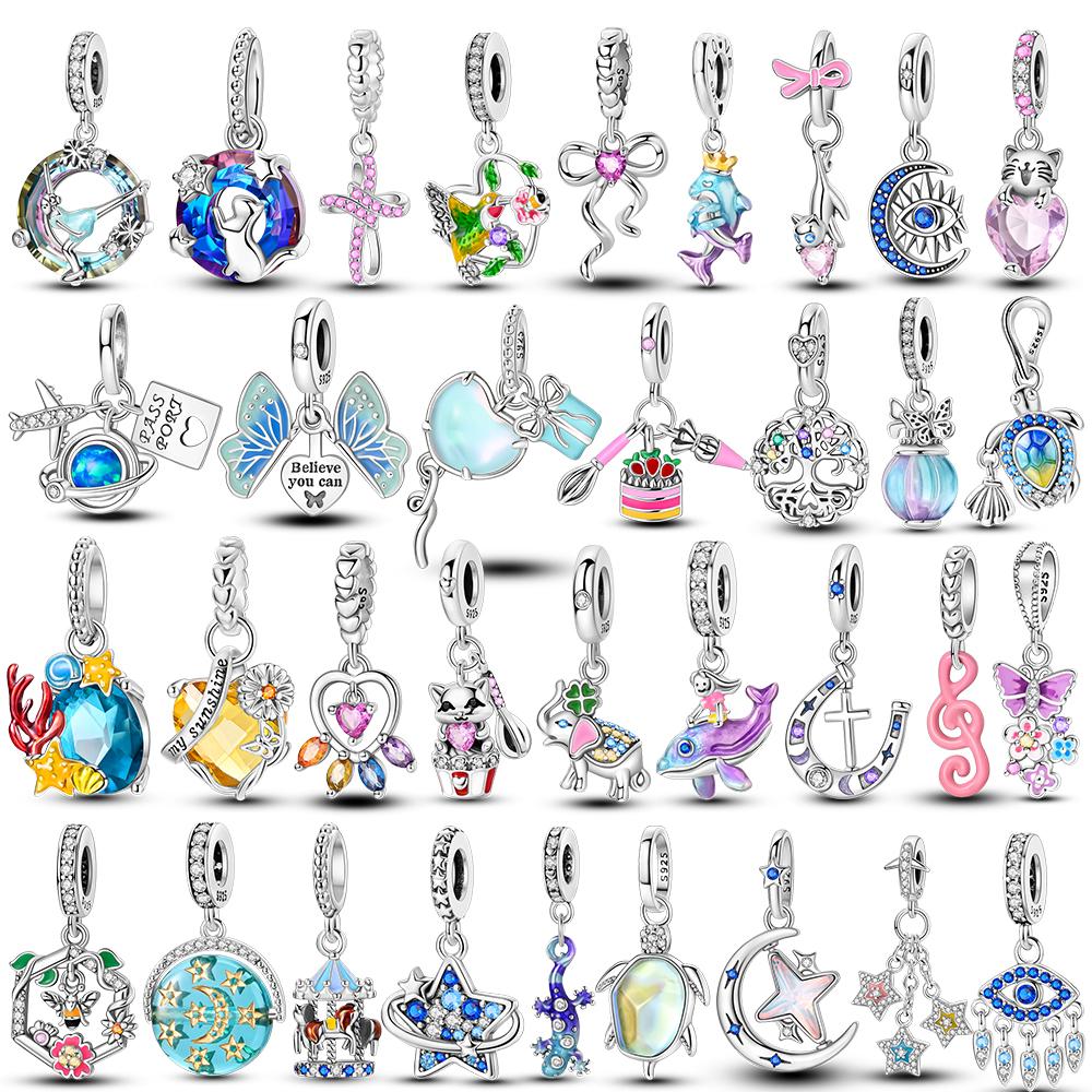 Real Copper Zircon Butterfly Travel Pendant Charms Beads Fit Original Mula Necklace Bracelet Women Jewelry