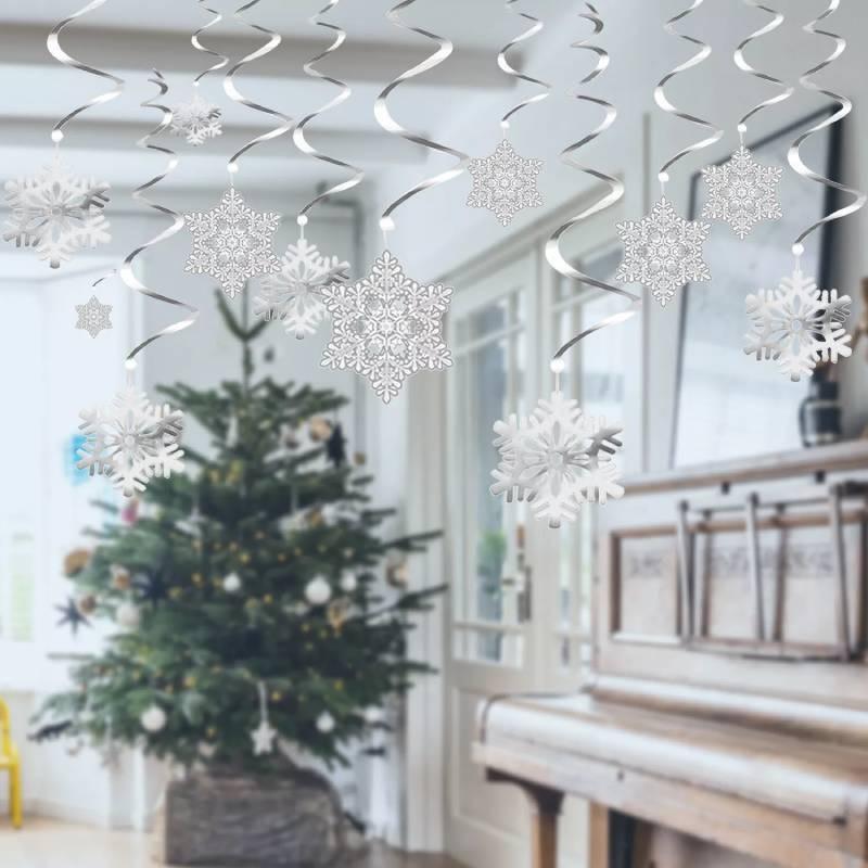Charming Christmas Snowflake Hanging Decorations With Spiral Design For Festive Displays