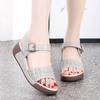 Women Beige Wedge Chunky Sandals Casual Brown Height Increase Platform Sandals for Mother Over Sized