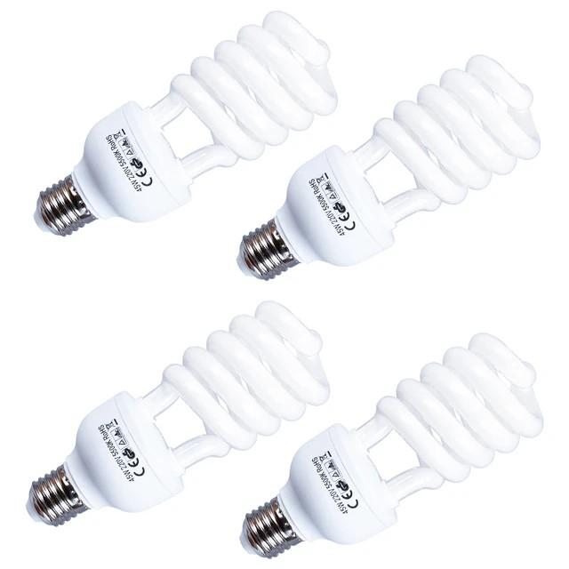 4 Pieces 45W 5500K High Brightness Photography Daylight Fluorescent Lighting Bulbs E27 Soft Box Photography Base AC 220V