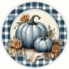 8x8 Inch Blue Pumpkin Metal Wall Art Round Wreath Sign Halloween Christmas Home Decor