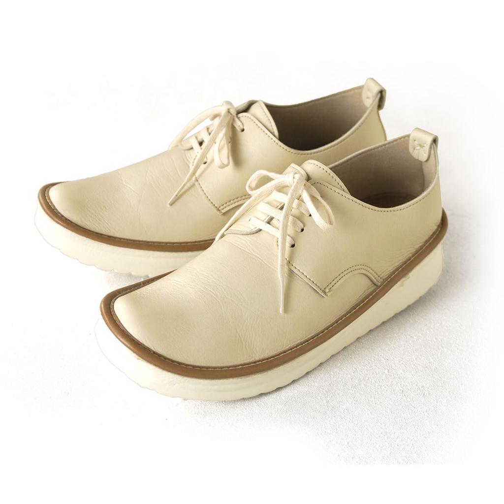 Belle & Sofa Women's Lace-Up Sneakers, Comfortable for Walking, Travel, Vegan Leather, Made In Japan, LWING (Ivory, 23.0 Cm)